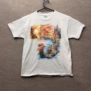 Caribbean Soul T Shirt Mens XL White 1995 Sailboat Graphic Vintage USA